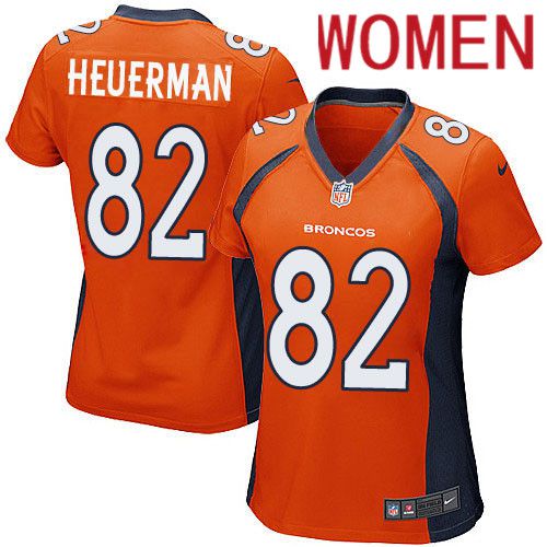 Women Denver Broncos #82 Jeff Heuerman Nike Orange Game Player NFL Jersey->women nfl jersey->Women Jersey